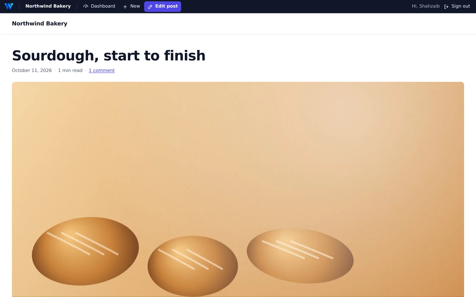 A post on a site made with Webfaze.